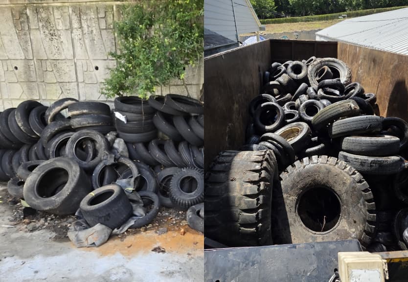 폐타이어 처리 현장